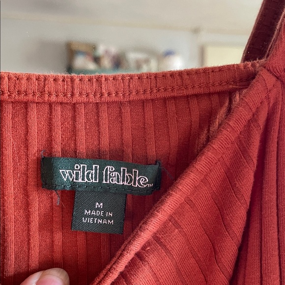 Wild Fable Orange Ribbed Midi Dress - Picture 3 of 4